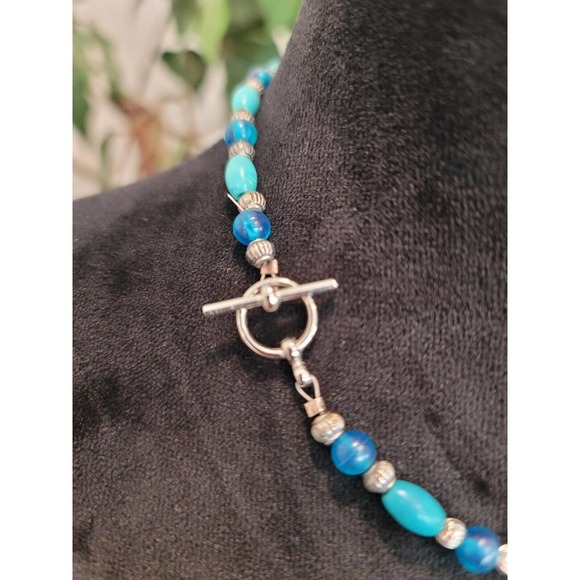 Womens Fashion Turquoise Gemstone Statement Beaded Necklace Handmade Jewelry - Picture 5 of 5